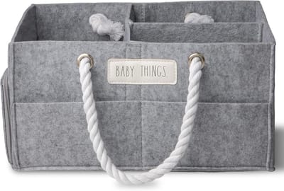 Draagbare Luiertas Organizer Caddy - Opbergmand voor Commode en Kinderkamer - Grijs Vilt