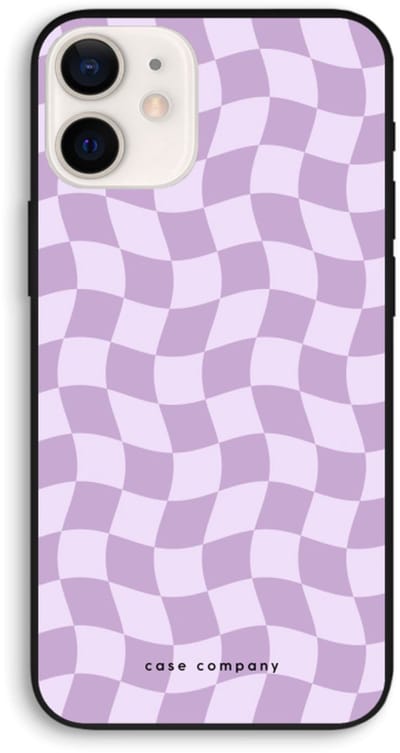 Case Company® - Hoesje geschikt voor iPhone 12 hoesje - Grid Paars - Biologisch Afbreekbaar Telefoonhoesje - Bescherming alle Kanten en Schermrand
