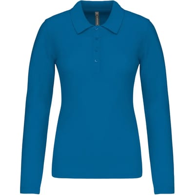 Kariban Piqué-damespolo lange mouwen K257 - Tropical Blue - XL
