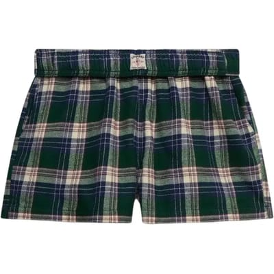 Superdry Katoenen Geruite Elastische Shorts Green Grootte: 34