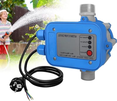 Drukschakelaar Waterpomp - Automatische Pompbesturing - Waterdruk Regelen - Ingebouwde Terugslagklep - Max 10 Bar - Blauw