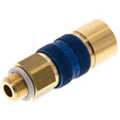 Messing DN 5 Blauw-Coded Luchtkoppeling Snelkoppeling G 1/8 inch Buitendraad - CLS5-M-B-BLU-CD-018