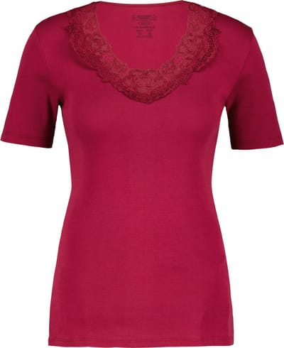 Toker Dames Shirt met kant - Bordeaux - 100% katoen - Maat 36/38