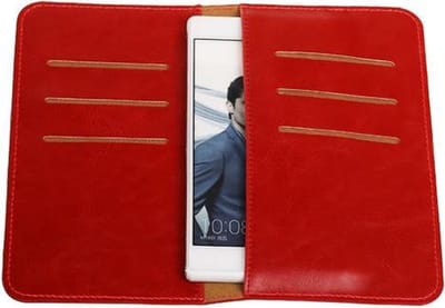 Rood Pull-up Medium Pu portemonnee wallet voor Huawei