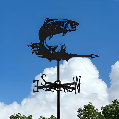 Metalen Windspinner met Dierenmotief - Smeedijzeren Tuin Decoratie voor Buiten - Ornament voor Daktuinen & Binnenplaatsen-vis-Belle‘s product-Belle's product