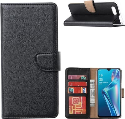 Bookcase Geschikt voor: Oppo A12 / A12S - Zwart - portemonnee hoesje