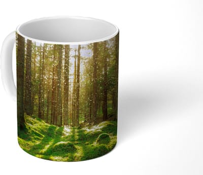 Mok - Koffiemok - Bomen - Bos - Mos - Planten - Zon - Natuur - Mokken - 350 ML - Beker - Koffiemokken - Theemok