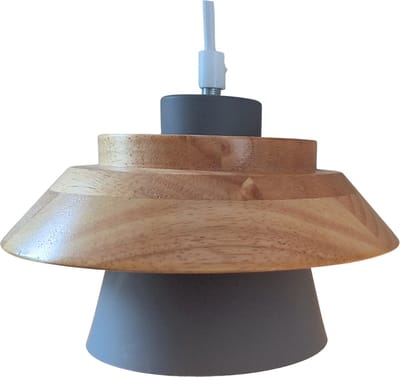 Hanglamp Grijs met hout en witte binnenkant - Scaldare Catania