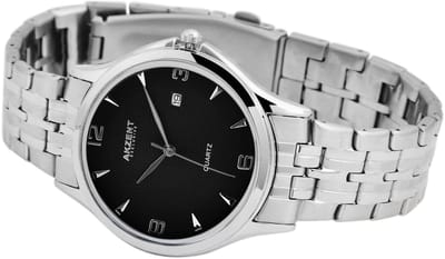 AKZENT Herenhorloge roestvrij staal Poyraz, Mineralglas