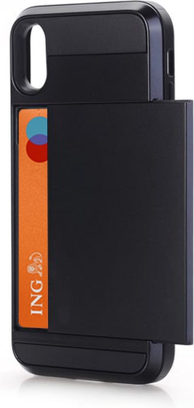 Peachy Verborgen Secret pasjeshouder geschikt voor iPhone X XS zwart hardcase