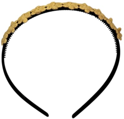 Diadeem flower - kleine bloemetjes - zwarte kleur diadeem – oranje/bruine bloemen