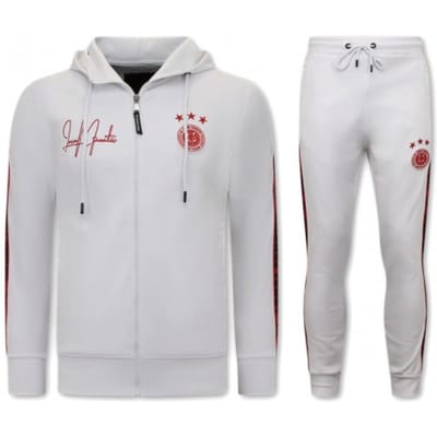 Mannen Trainingspak - Hooded Ribbon - Wit / Rood