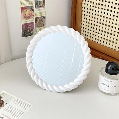 Ronde Make-up Spiegel met Stand, Decoratieve Cosmetische Spiegel voor Badkamer en Slaapkamer, Perfect voor Make-up en Verzorging