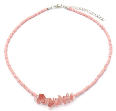 She life style - Halsketting Glazen Kralen Stenen Roze