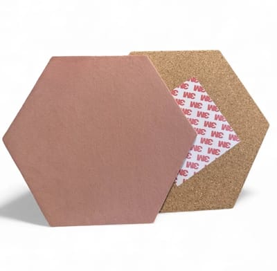 Prikbord | Kurk | Zeshoekig | 20 x 20 | Roze (zalm) | velours stof |