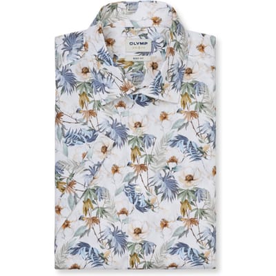 slim fit zakelijk hemd met kentkraag en bloemige print