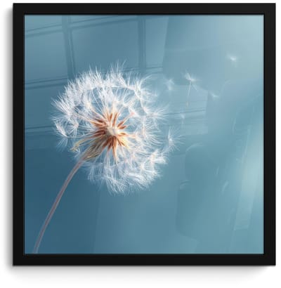 Poster in lijst - Fotolijst 40x40 cm - Posters - Paardenbloem - Wind - Blauw - Posterlijst zwart - Decoratie - Wanddecoratie woonkamer - Muurdecoratie slaapkamer
