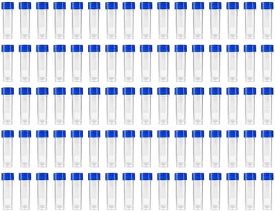Dailygoods- Reageerbuisjes 80 stuks - 5 ml - Transparant kunststof - Blauw deksel - Gegradueerde markeringen - Vriezerbestendig - Eenvoudige bediening - Laboratoriumbuizen