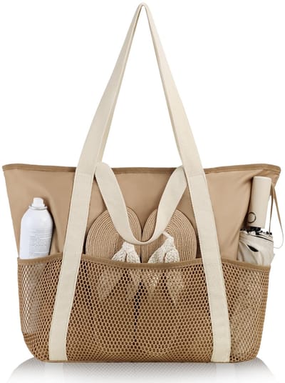 Dailygoods- Strandtas Waterdicht - Grote Boodschappentas - Met Meerdere Zakken - Ergonomische Handgrepen - Scheurbestendig - Ideaal voor Strand en Sport