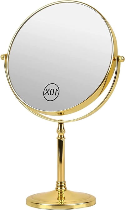Make-up spiegel Cosmetische- Tafelspiegel 8 inch 10x & 1x Vergrotende Dubbelzijdige- Badkamermake-upspiegel 360° Draaibare Scheerspiegel Standspiegel