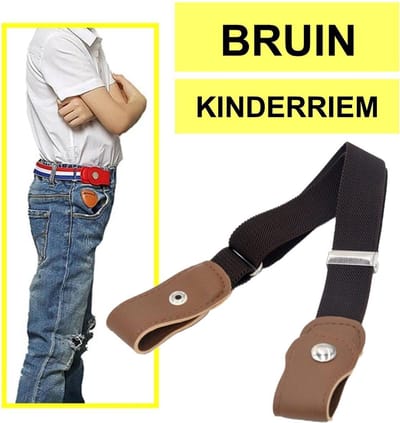 Fako Fashion - Kinderriem Zonder Gesp - Gespvrije Riem Kinderen - Elastische Riem - Rekbare Riem - Broekriem Zonder Gesp - Stretch Riem - Bruin