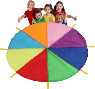 Speel Parachute - Gymnastiek Parachute - Groepsactiviteiten Buiten - Met Handgrepen - 2 Meter - Veelkleurig