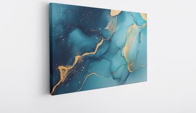Saammp Canvas Schilderij - Turqoise marmer - Abstract kunstwerk - 30x20 - Foto op canvas - Wanddecoratie - Muurdecoratie Woonkamer - Slaapkamer decoratie - Canvas Print