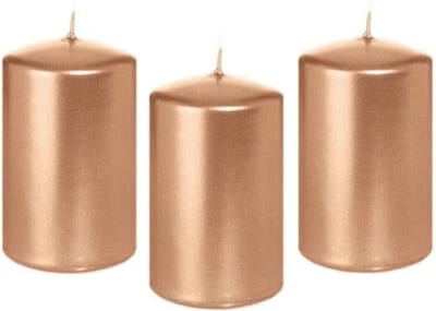 Cilinderkaars/stompkaars - 8x - roségoud - 5 x 8 cm - 18 branduren - horeca kaarsen