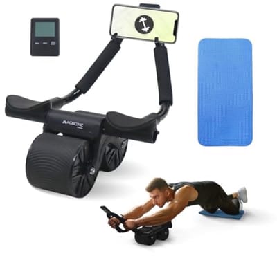 Abdominal Roller met Automatische Terugkeer, Dubbele Wiel en Digitale Timer - Ideaal voor Thuis Gym