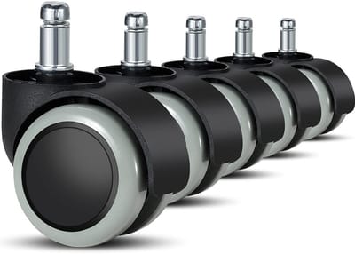 Set van 5 Universele Bureaustoelwielen 11mm/22mm voor Parket en Laminaat