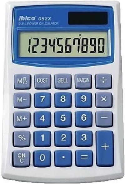 Rekenmachine Zonne-energie - Zakrekenmachine Kostenberekening - Financiële Berekeningen - Kosten Baten Functie - 10 Cijfers - Blauw