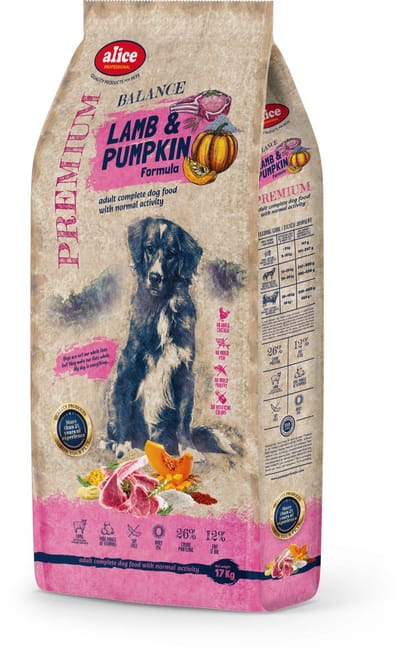 Alice - Lamb & Pumpkin - Hondenvoer - Hondenbrokken - Voor volwassen honden van alle middelgrote tot grote rassen - 17kg