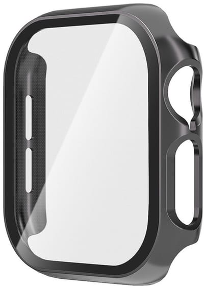 Screenprotector case - geschikt voor Apple Watch 10 / 11 42mm - full cover - hoesje - gehard glas - 42 mm - volledige bescherming - grijs