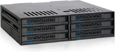 Icy Dock MB326SP-B disk array 0 TB Rack (1U) Zwart