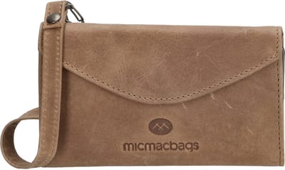 Hide & Stitches Malmö Telefoontasje Dames - Crossbodytas met verstelbare schouderband - Schoudertas van 100% Leder met drukknopen - Bruin