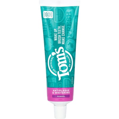 Tom's of Maine, Preventieve en Witte Tandenpasta, Fluoridevrij, Venkel, 4,5 oz (127 gr) blue