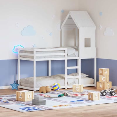 vidaXL - Kinderbedhuisje - 60x99x139,5 - cm - massief - grenenhout - wit