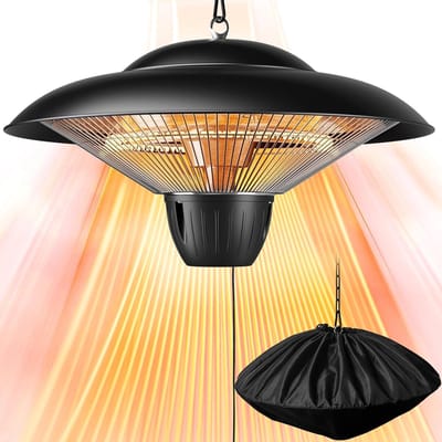 Hangende Terrasverwarmer - Buitenverwarming Elektrisch - Terras Verwarmen - Snelle Infraroodwarmte - 1500 Watt - Zwart