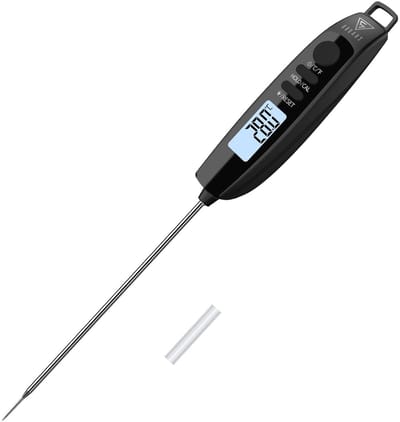 SnelShoppen - Digitale Vlees Thermometer, Instant-Read Grill Thermometer met Lange Probe en LCD Scherm, Voor Keuken, BBQ, Roosteren, Zwart - Ultra-Sne