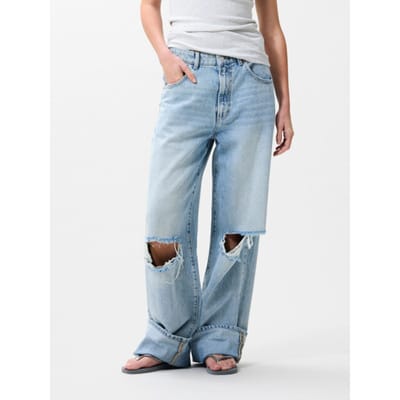 Catwalk Junkie Super Loose Fit Jeans Damaged Jeans Dames - Broek - Lichtblauw - Maat 30