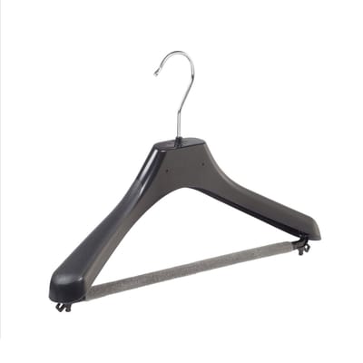 De Kledinghanger Gigant - Mantelhanger - Kostuumhanger - Jassenhanger - Kinderen - LX36 - 50 Stuks - Kunststof - Zwart - Gebogen Model - Schouderverbreding 4,2 cm - Broeklat met Schuim - 36 cm - Kinderhanger - Kledinghanger - Kleerhanger - LX-Serie