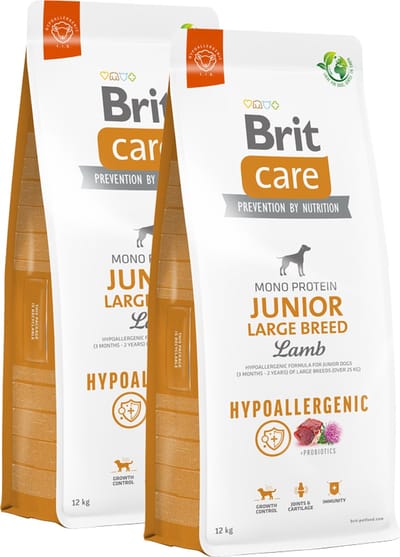 BRIT care hypo allergeen junior large breed lam & rijst 2 x 12 kg
