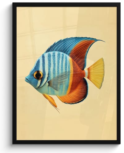Poster in lijst - Fotolijst 60x80 cm - Posters - Vis - Vinnen - Blauw - Ogen - Posterlijst zwart - Decoratie - Wanddecoratie woonkamer - Muurdecoratie slaapkamer