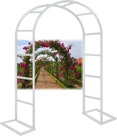 Metalen Tuinboog - Rozenboog Prieel - Decoratie Klimplanten - Verwijderbare Basis - 180 x 250 cm - Zwart