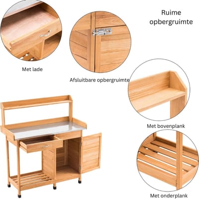 CLVP®Tuinwerktafel - Buitenwerkbank - Tuinwerkbank - Bruin