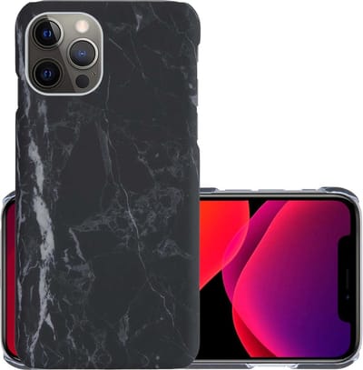 Hoes Geschikt voor iPhone 11 Pro Hoesje Marmer Back Case Hardcover Marmeren Hoes Marmer - Zwart