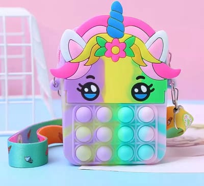 Akyol - Pop it tasje - Pop it tas - Fidget unicorn schoudertas - pop it unicorn tasje - schoudertasje pop it - Rainbow unicorn pop it bag - Kerst cadeau tas - Fidget popit unicorn tas - Sling tasje - Unicorn sling tasje