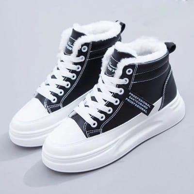 Kleine witte schoenen Damesschoenen Schoenen Herfst en Winter Plus Fluwelen Sportschoenen Onhandige Sneaker Hoge Help Herfstmodellen Katoenen Schoenen Tide 35 black