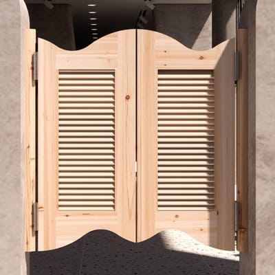 Draaideuren Massief Hout - Café Deuren - Ruimtes Scheiden - Automatische Sluiting - 100x90cm - Natuurlijk Hout