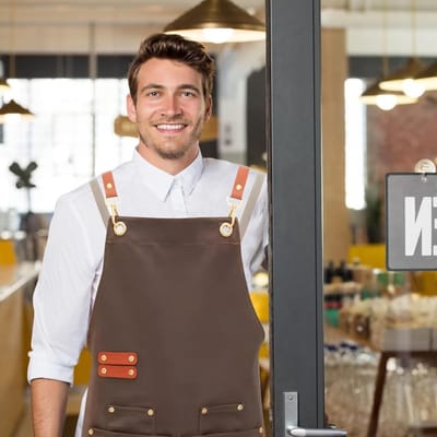 Unisex Schort voor Koken en Tuinieren met 4 Zakjes, Waterdicht en Comfortabel voor BBQ en Restaurantgebruik